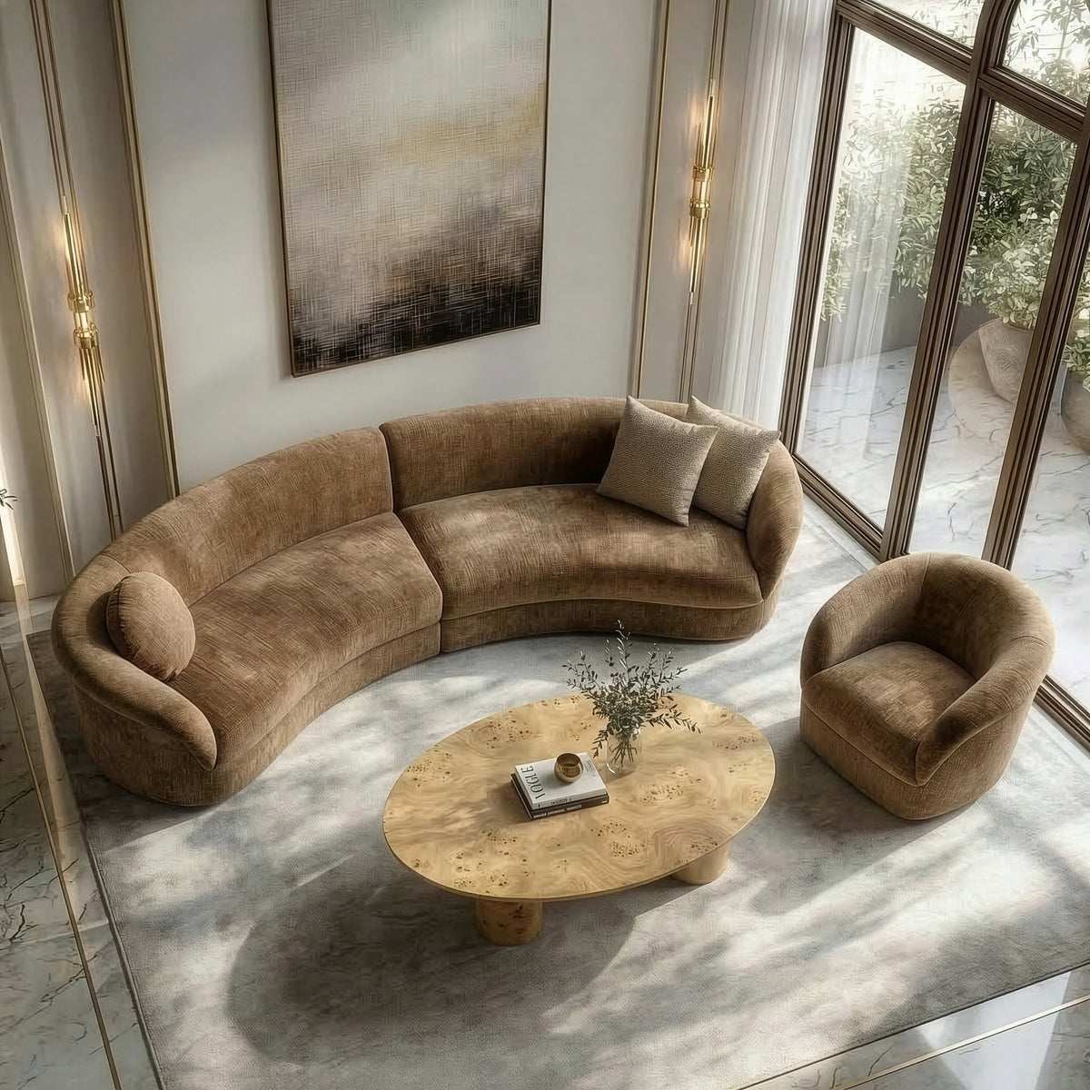 Sheth Modern Brown Fabric Accent Chair