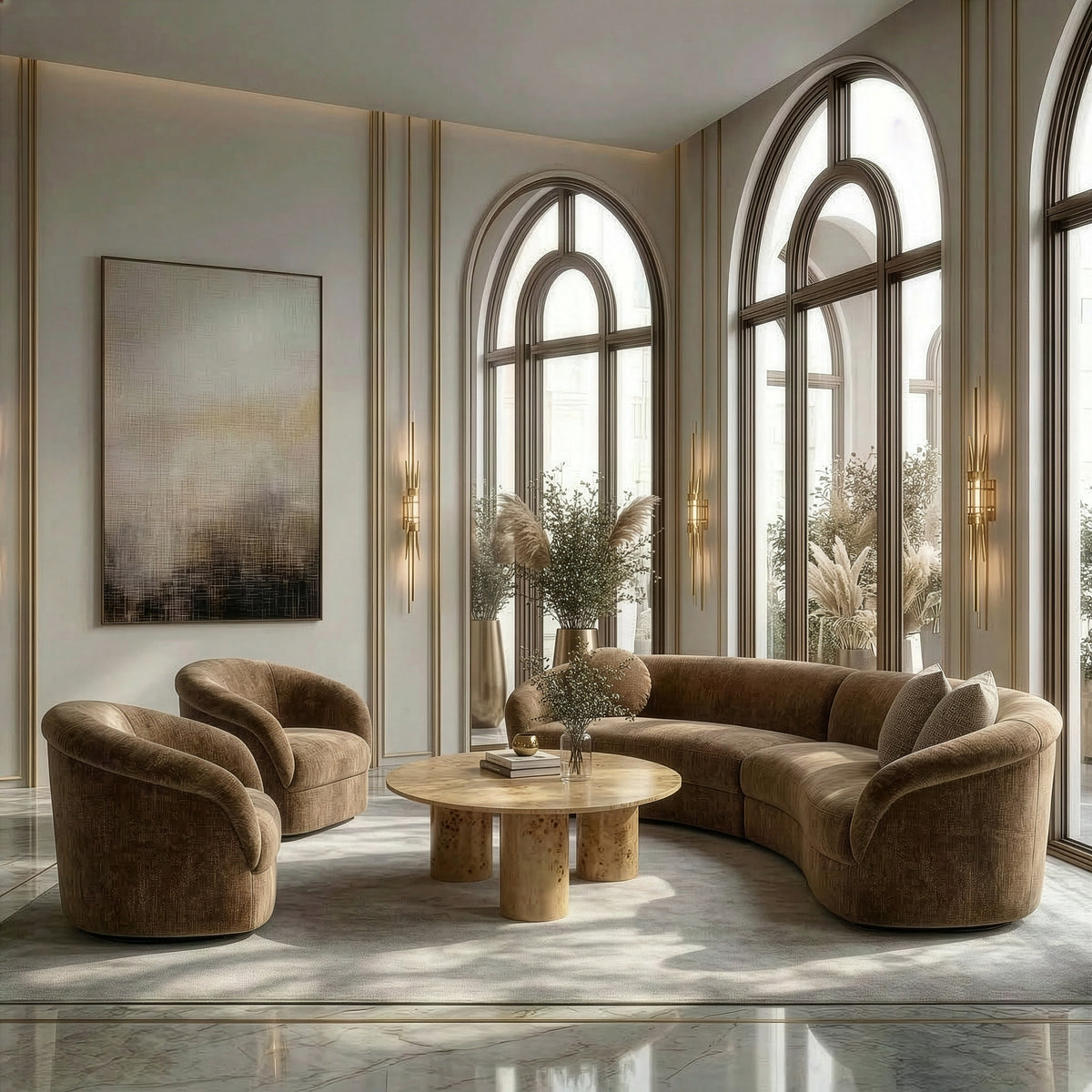 Sheth Modern Brown Fabric Accent Chair