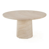 Sinai Modern Faux Travertine Concrete Round Dining Table