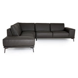 Soho Italian Left Facing Grey Nirvana Fume Leather Sectional Sofa