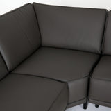 Soho Italian Left Facing Grey Nirvana Fume Leather Sectional Sofa