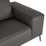 Soho Italian Left Facing Grey Nirvana Fume Leather Sectional Sofa