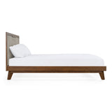 Soria Mid-Century Grey & Walnut Bed