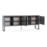 Splendor Grey High Gloss Slatted Buffet