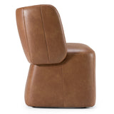 Standing Modern Brown Vegan Leather Dining Chair with Castor Wheels