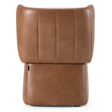 Standing Modern Brown Vegan Leather Dining Chair with Castor Wheels