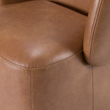 Standing Modern Brown Vegan Leather Dining Chair with Castor Wheels