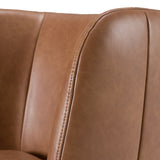 Standing Modern Brown Vegan Leather Dining Chair with Castor Wheels