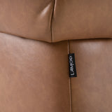 Standing Modern Brown Vegan Leather Dining Chair with Castor Wheels