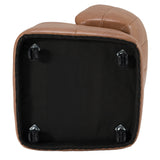 Standing Modern Brown Vegan Leather Dining Chair with Castor Wheels