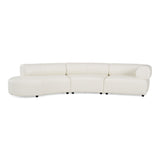 Stuart Contemporary White Leather Left Facing Chaise Sectional Sofa