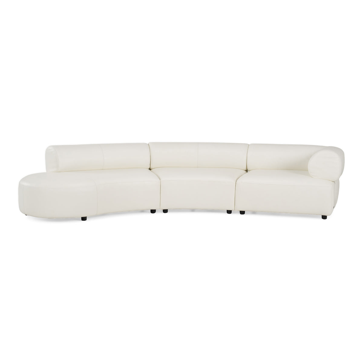 Stuart Contemporary White Leather Left Facing Chaise Sectional Sofa
