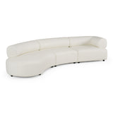 Stuart Contemporary White Leather Left Facing Chaise Sectional Sofa