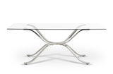 Adderley Modern Stainless Steel with Glass Top Dining Table