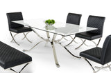 Adderley Modern Stainless Steel with Glass Top Dining Table
