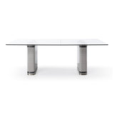 T2397 Glass + White + Gold Dining Table