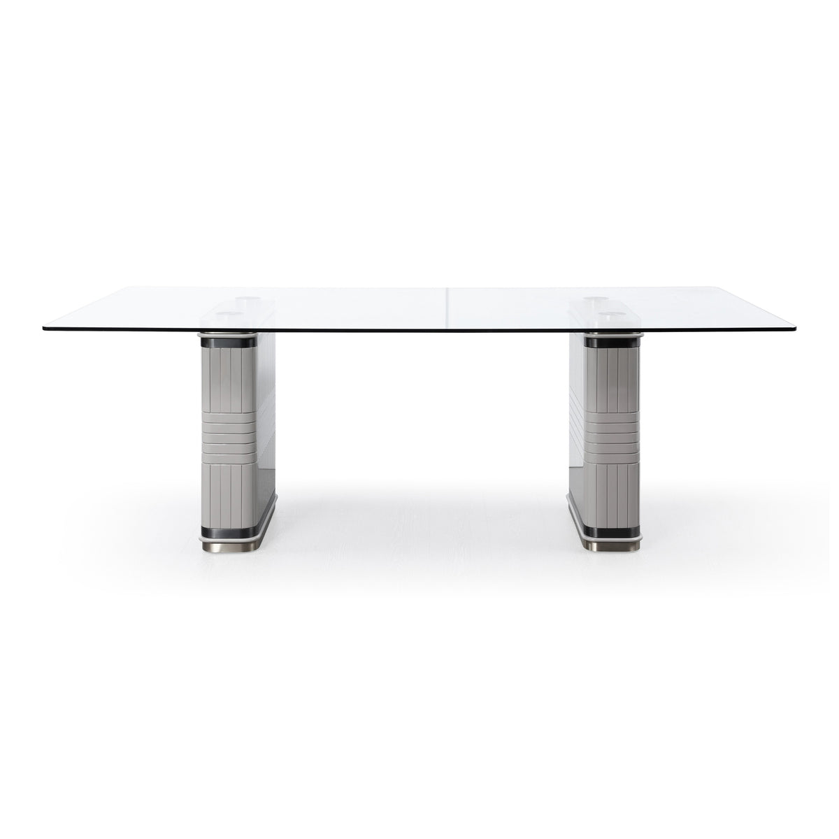 T2397 Glass + White + Gold Dining Table