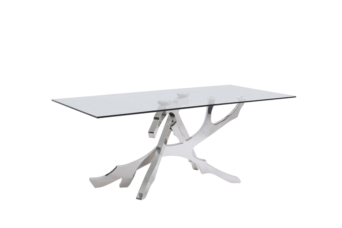 Legend Modern Glass & Stainless Steel Dining Table