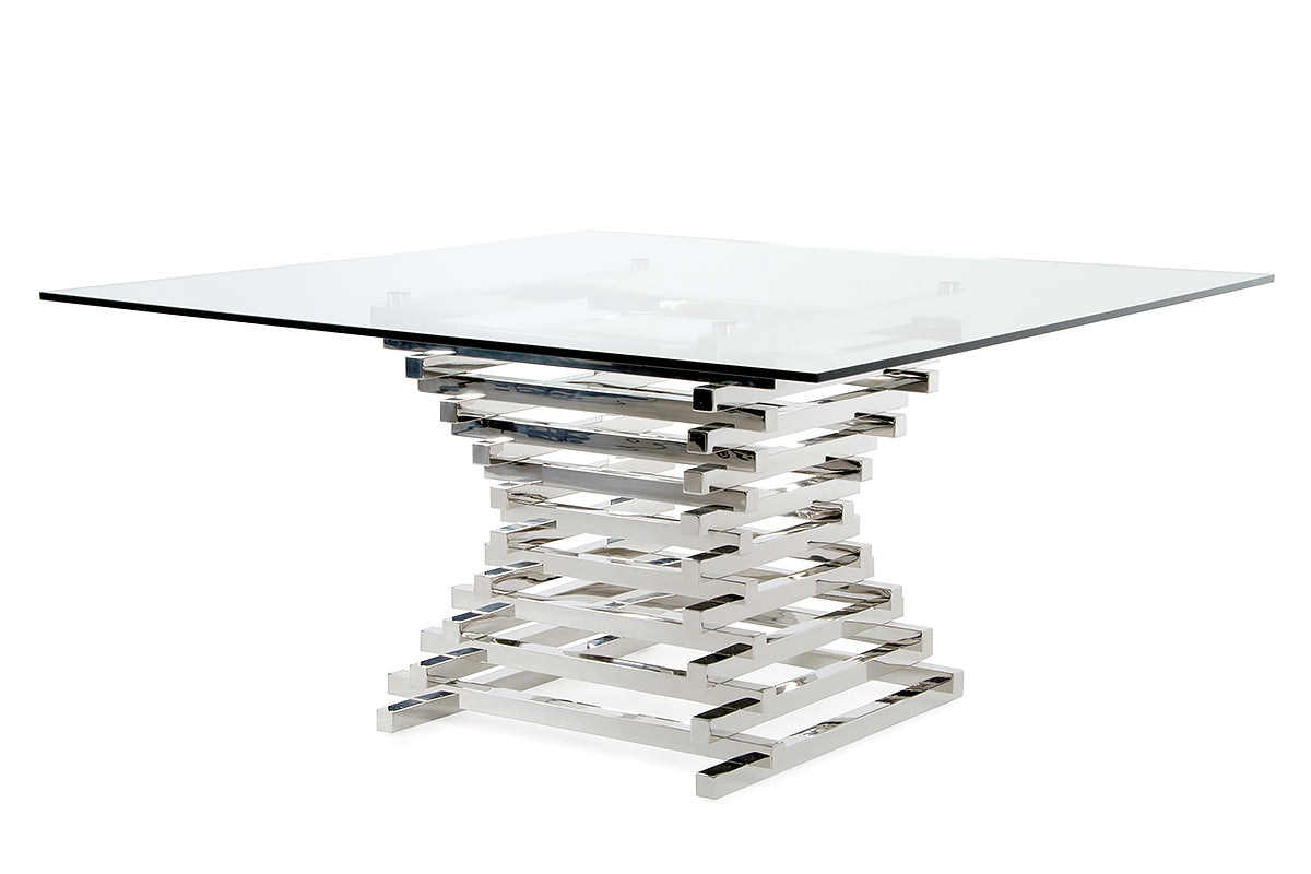 Crawford Modern Clear Glass Square Dining Table