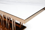 Marston Modern White Marble & Rosegold Dining Table