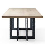 T8963 Natural Oak + Black Metal Dining Table