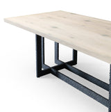 T8963 Natural Oak + Black Metal Dining Table