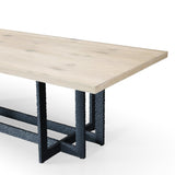 T8963 Natural Oak + Black Metal Dining Table
