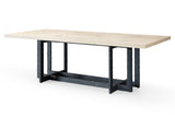 T8963 Natural Oak + Black Metal Dining Table