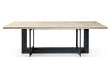 T8963 Natural Oak + Black Metal Dining Table