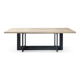 T8963 Natural Oak + Black Metal Dining Table