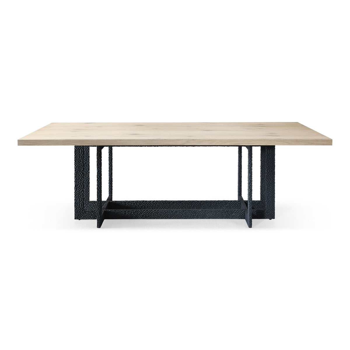 T8963 Natural Oak + Black Metal Dining Table