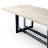 T8963 Natural Oak + Black Metal Dining Table