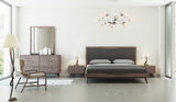 Soria Mid-Century Grey & Walnut Bed