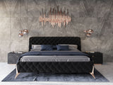 Legend Modern Black Velvet & Rosegold Bed