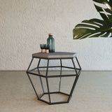  Mielcasa | Grey Modrest Tartan Modern Concrete & Metal End Table | SKU VGLBGEOM-LT70-02 | MPN: 76150 | Free Delivery & Free Return