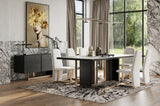 Tasha Modern Black Ash + Brushed Gold Rectangular Dining Table