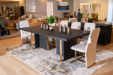 Tasha Modern Black Ash + Brushed Gold Rectangular Dining Table