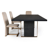 Tasha Modern Black Ash + Brushed Gold Rectangular Dining Table