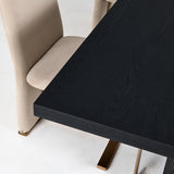 Tasha Modern Black Ash + Brushed Gold Rectangular Dining Table