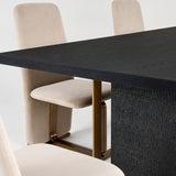 Tasha Modern Black Ash + Brushed Gold Rectangular Dining Table