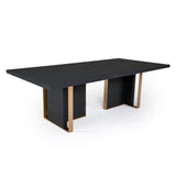 Tasha Modern Black Ash + Brushed Gold Rectangular Dining Table