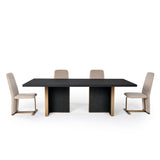 Tasha Modern Black Ash + Brushed Gold Rectangular Dining Table