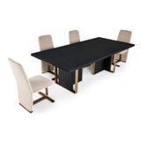Tasha Modern Black Ash + Brushed Gold Rectangular Dining Table