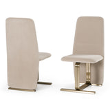 Tasha Modern Beige Velvet + Brushed Brass Dining Chair (Set of 2)