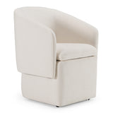 Tassell Modern Ivory Fabric Dining Chair with Castor Wheels