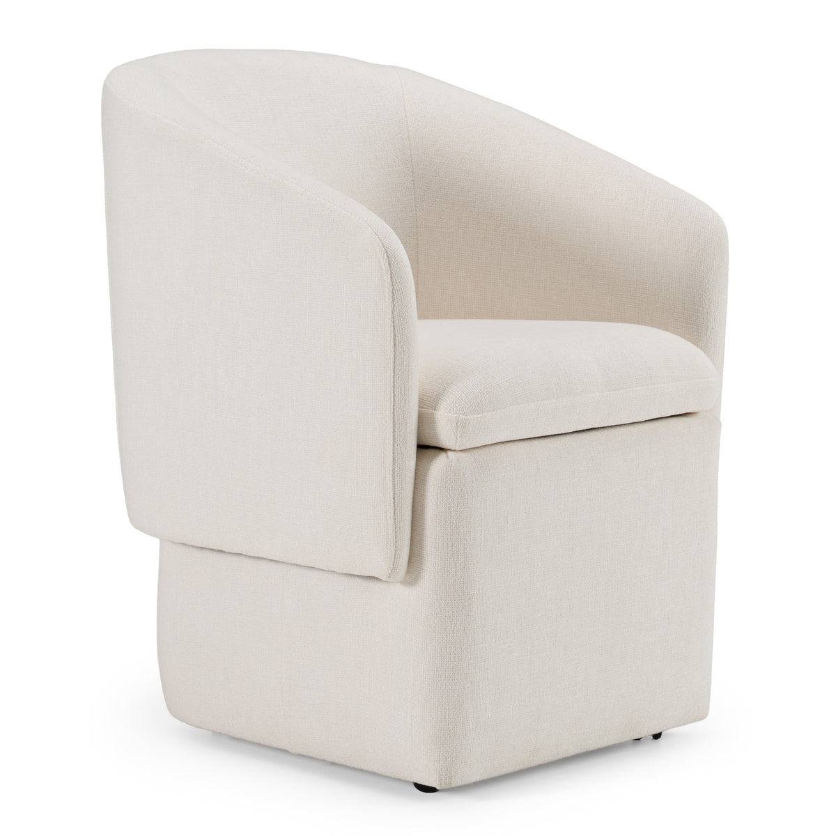 Tassell Modern Ivory Fabric Dining Chair with Castor Wheels