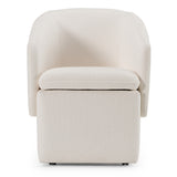 Tassell Modern Ivory Fabric Dining Chair with Castor Wheels
