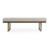 Tatum Modern Off-White Fabric + Brass Dining Bench