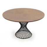 Theresa Modern Round Walnut & Black Table