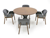 Theresa Modern Round Walnut & Black Table